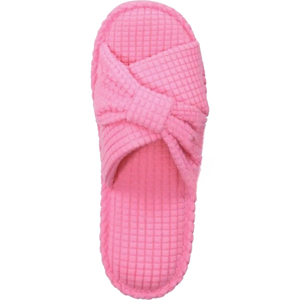 Charter Club Women Knot Top Slide Slippers With Memory Foam Dark Pink Large 9-10